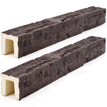 2 Pack 3.5" W x 3.5" H x 48" L Faux Wood Ceiling Beams, Polyurethane U-Beams, Lightweight Rustic Wood Grain Beam
