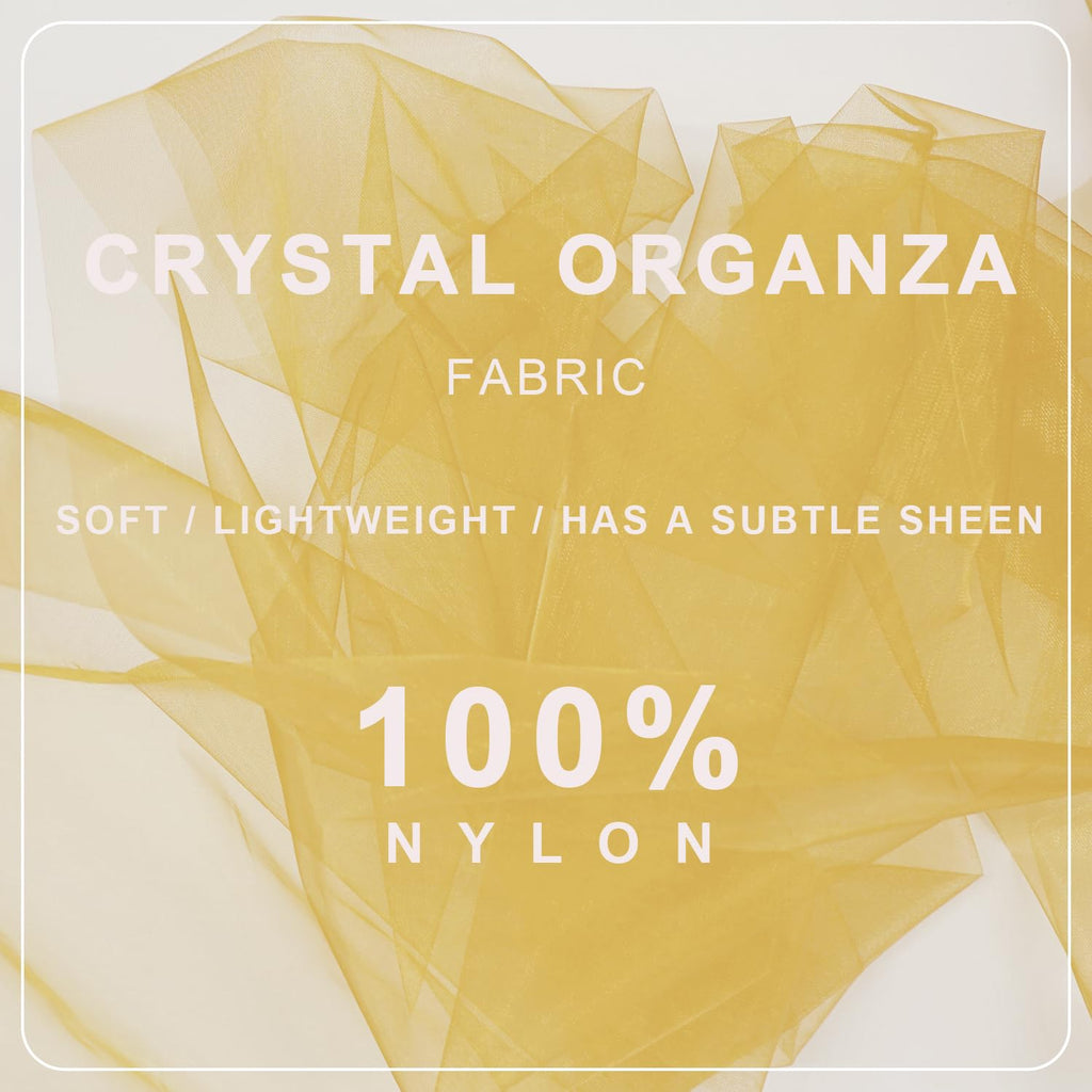 Gold Organza Tulle Fabric Rolls, 12" x 50 Yards (150 Ft), Crystal Sheer