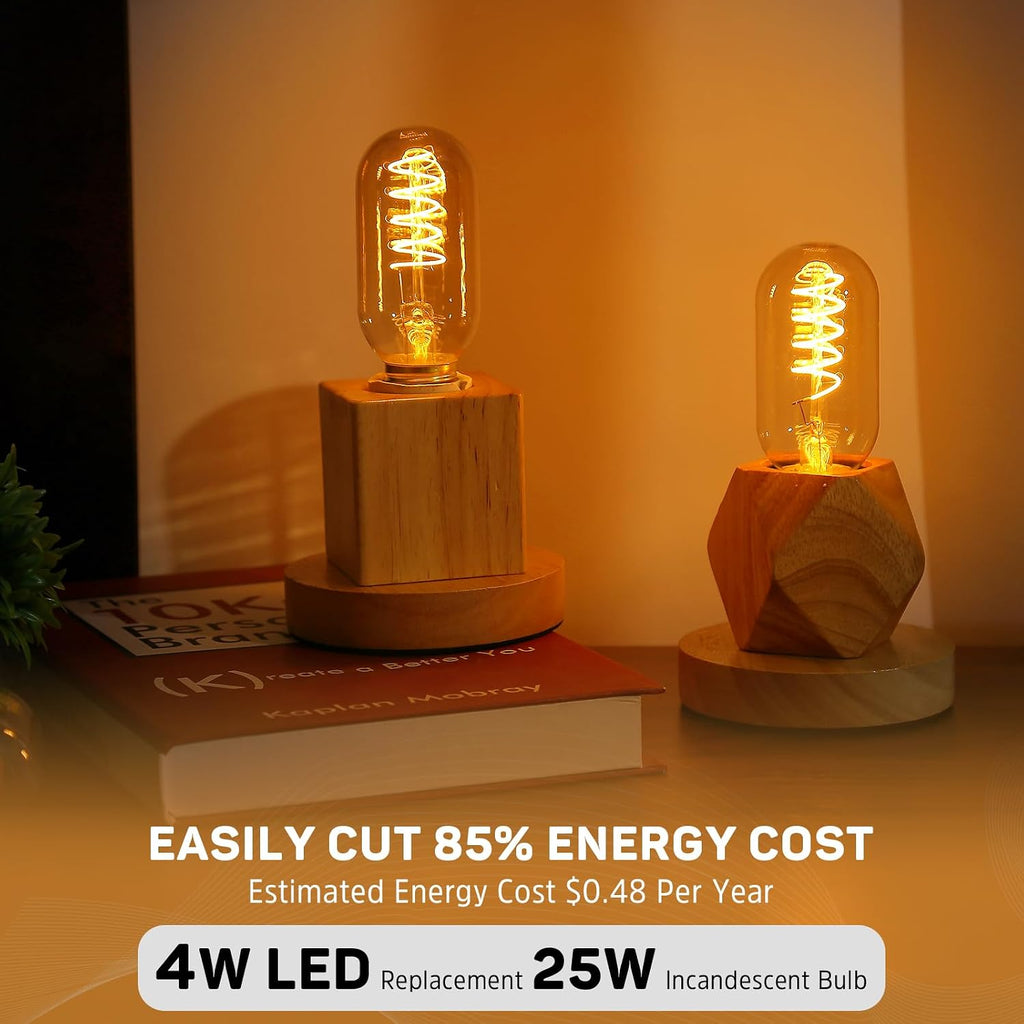 Vintage Edison LED Bulb Bundle T45 25W Soft Warm 2200K and ST58 60W Soft White 2700K Dimmable E26 Base Retro Style