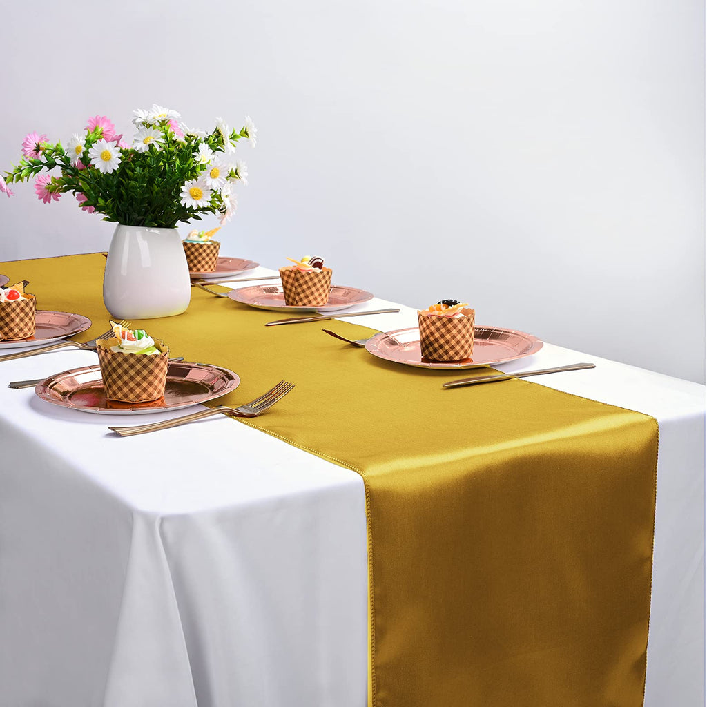 10-Pack Gold 12 x 108 inches Long Premium Satin Table Runner