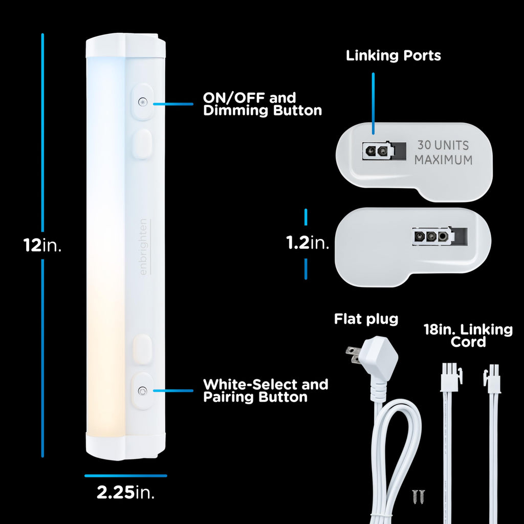 12 Inch Plug in Under Cabinet Light with 5 Color Temperatures