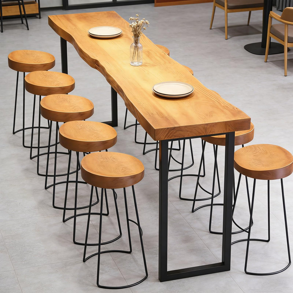 39.37in Bar Table, Solid Wood Narrow Counter Height Table, Industrial Kitchen Dining Table, for Coffee Shop, Living