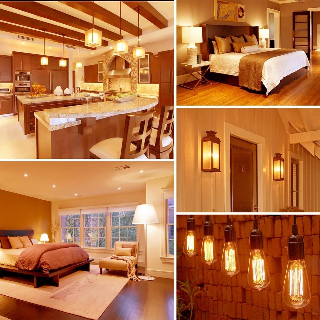 4 Pack Vintage LED Edison Bulbs, E26 Led Bulb 60W Equivalent, Dimmable Led Light Bulbs, High Brightness 800 LM Amber