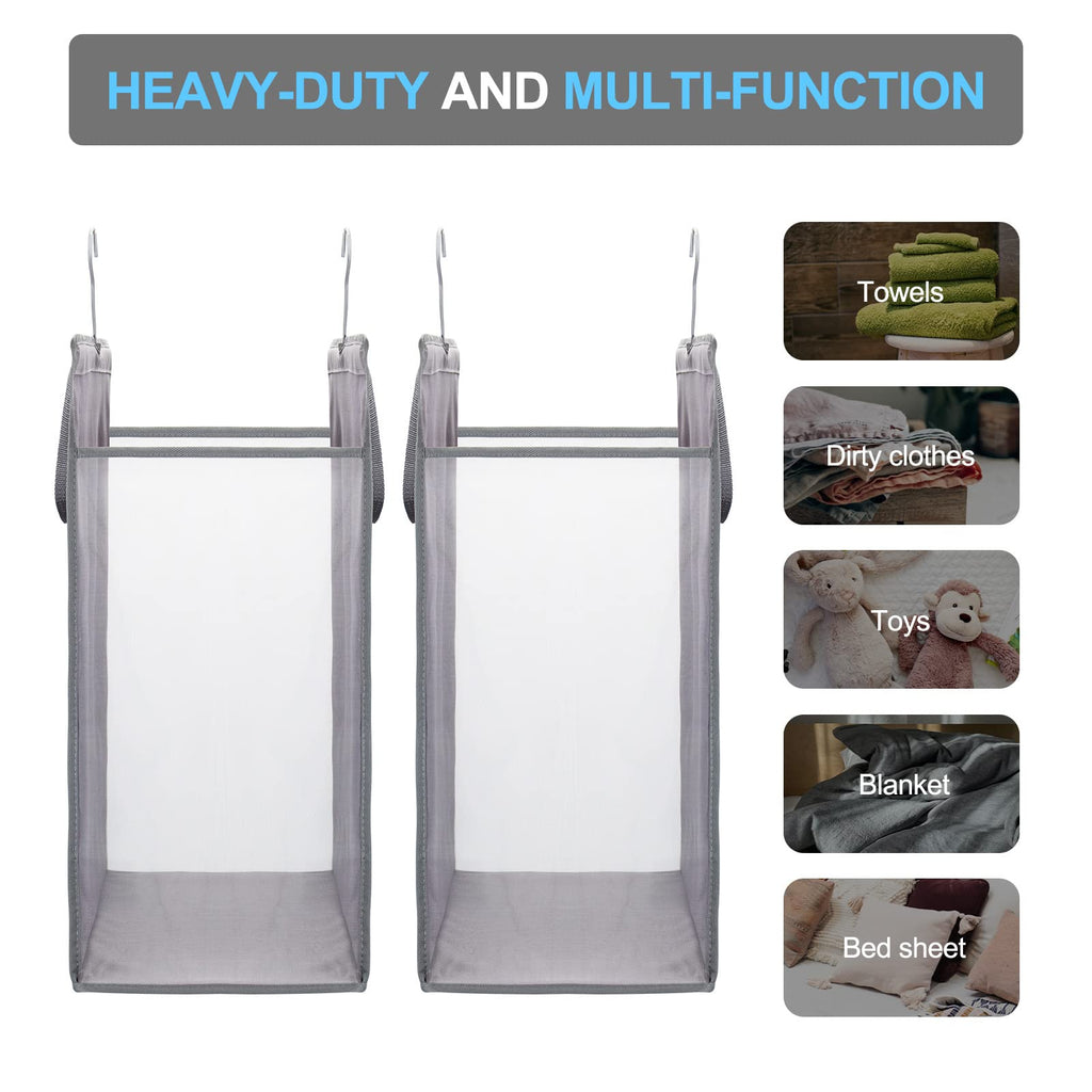 Hanging Laundry Hamper,2 Pack Grey Hanging Laundry Basket