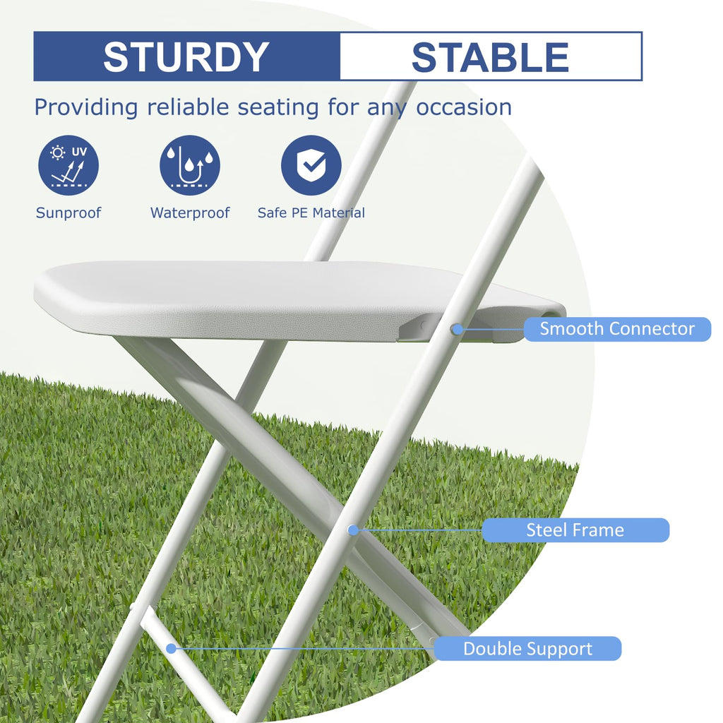 20 Pack White Folding Chairs for School Events Wedding Party Picnic