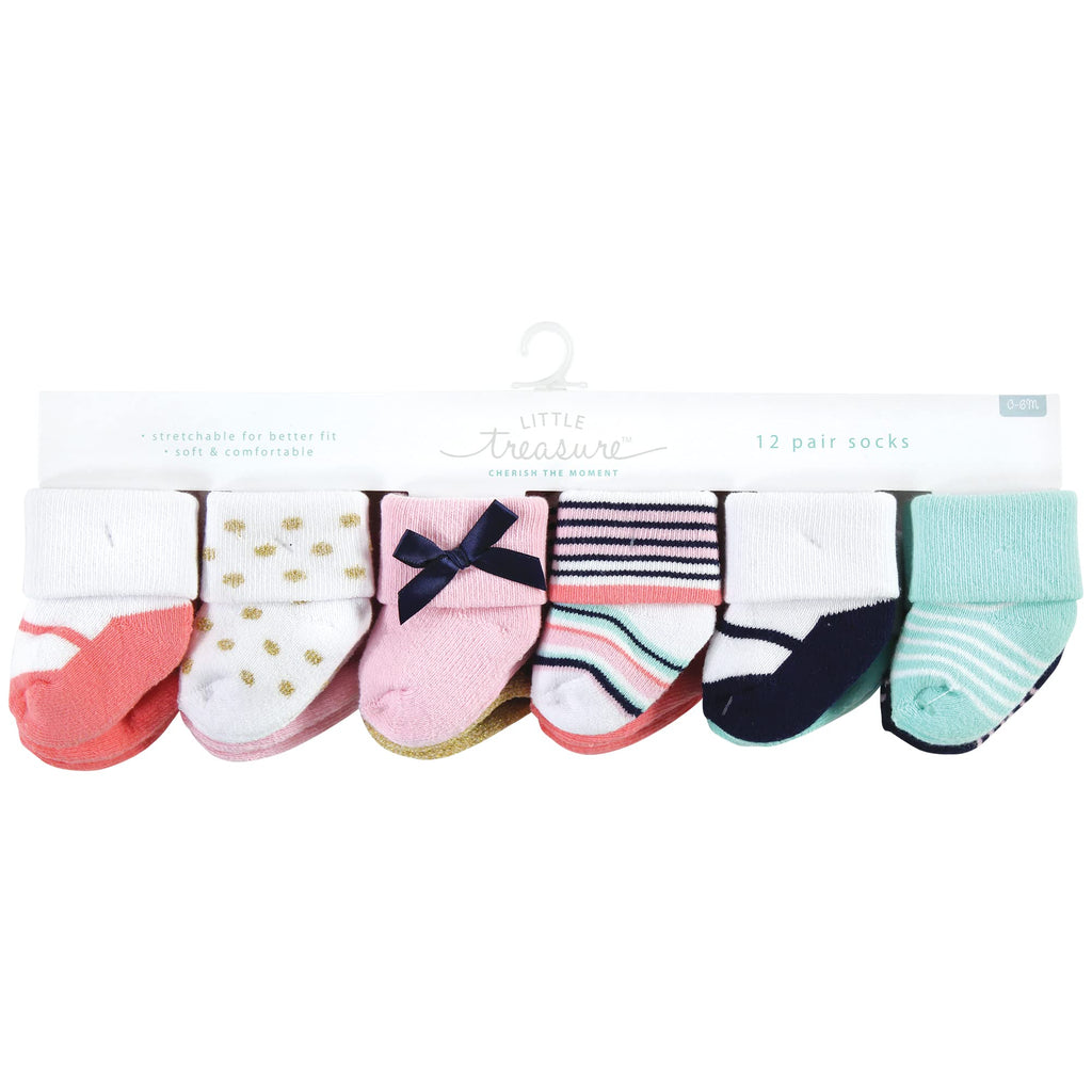 Unisex Baby Newborn Socks, Coral Sparkle