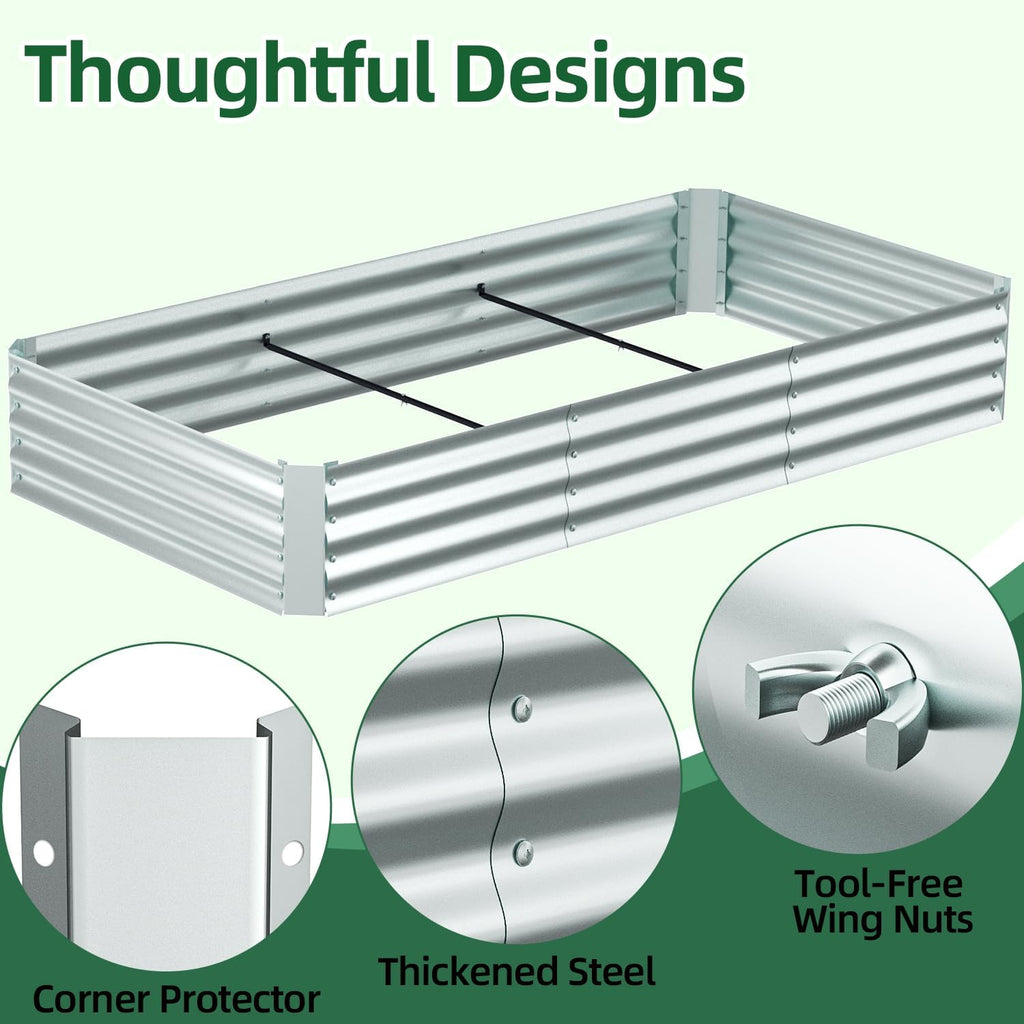 8x4x1 FT Raised Garden Bed Outdoor with Cover, 3-in-1 Gardening Set | PE Greenhouse Cover, 4 Doors for Ventilation