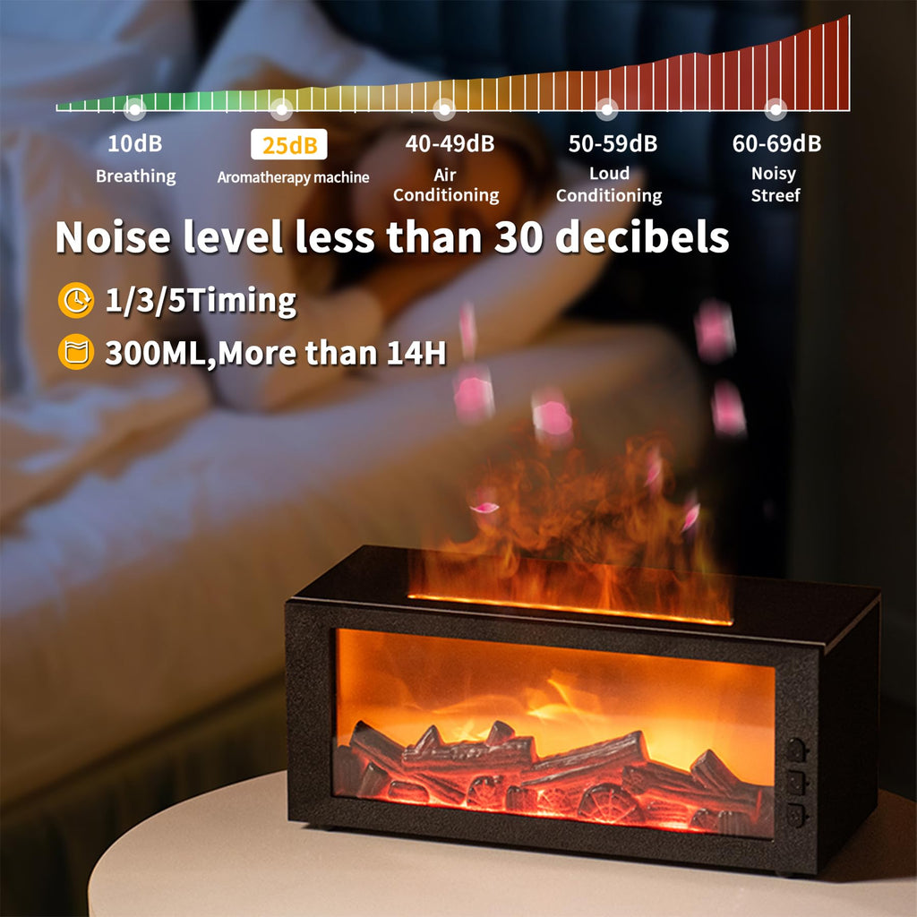 Fireplace Essential Oil Aroma Diffuser, Flame Aromatherapy Humidifier