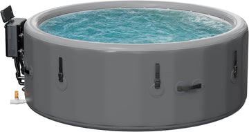 4 to 6 Person Inflatable Hot Tub, Portable Outdoor Spa with 150 AirJets, 6 LED Color Lights & Filter System, 77" x 28"