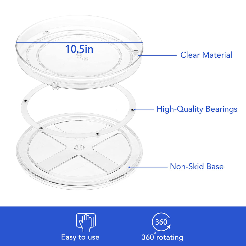 2 Pack Lazy Susan Turntable, 10.5 Inch Spinning Cabinet Organizer