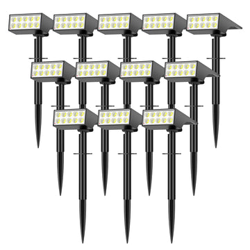 12 Pack Solar Spot Lights Outdoor Landscape Spotlights, Cool White