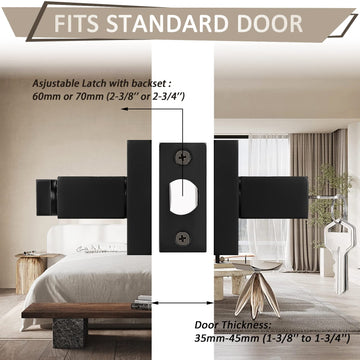 5 Pack Black Door Levers Interior Bedroom Entrance Door knobs Door Lock Set One Keyway Entry Keyed Alike Same Key