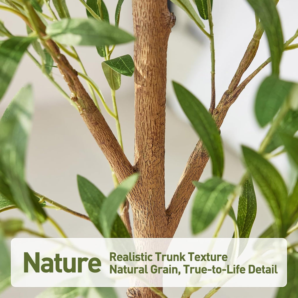 6ft Artificial Olive Tree with Real Wood Trunk