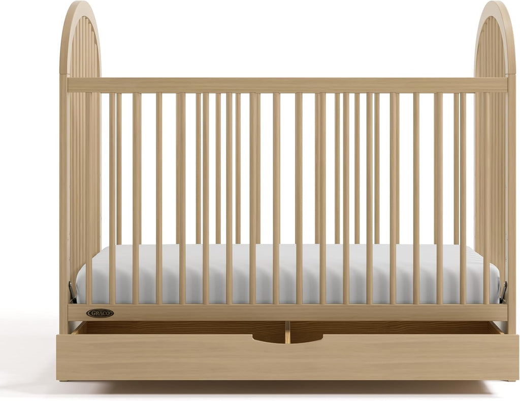 Olivia 3-in-1 Convertible Crib with Drawer (Driftwood) - Converts from Baby Crib to Toddler Bed and Daybed