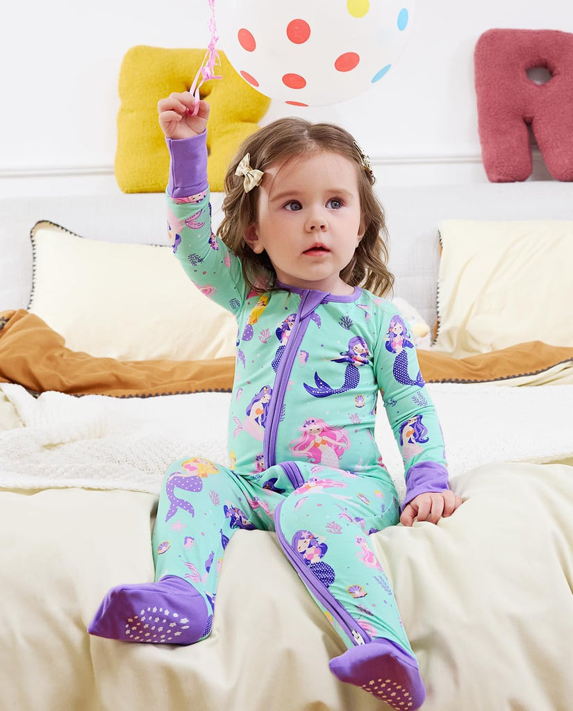 Viscose Derived from Bamboo Baby Footie Pajamas Convertible Sleeper for Baby Girl Zipper Onesie
