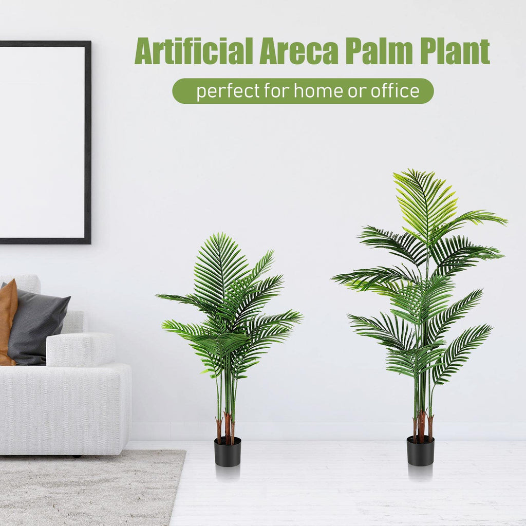 4 Pack Artificial Palm Trees 4Ft 5Ft, Fake Plants Fake Trees Artificial Areca Palm Plants for Outdoor Indoor Faux