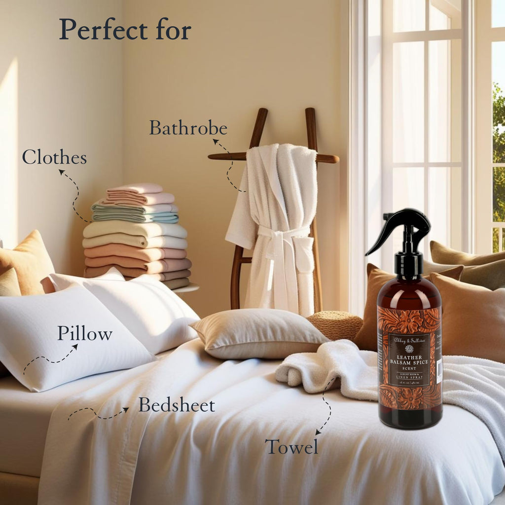 Linen Spray, Leather Balsam Spice, 16 oz.