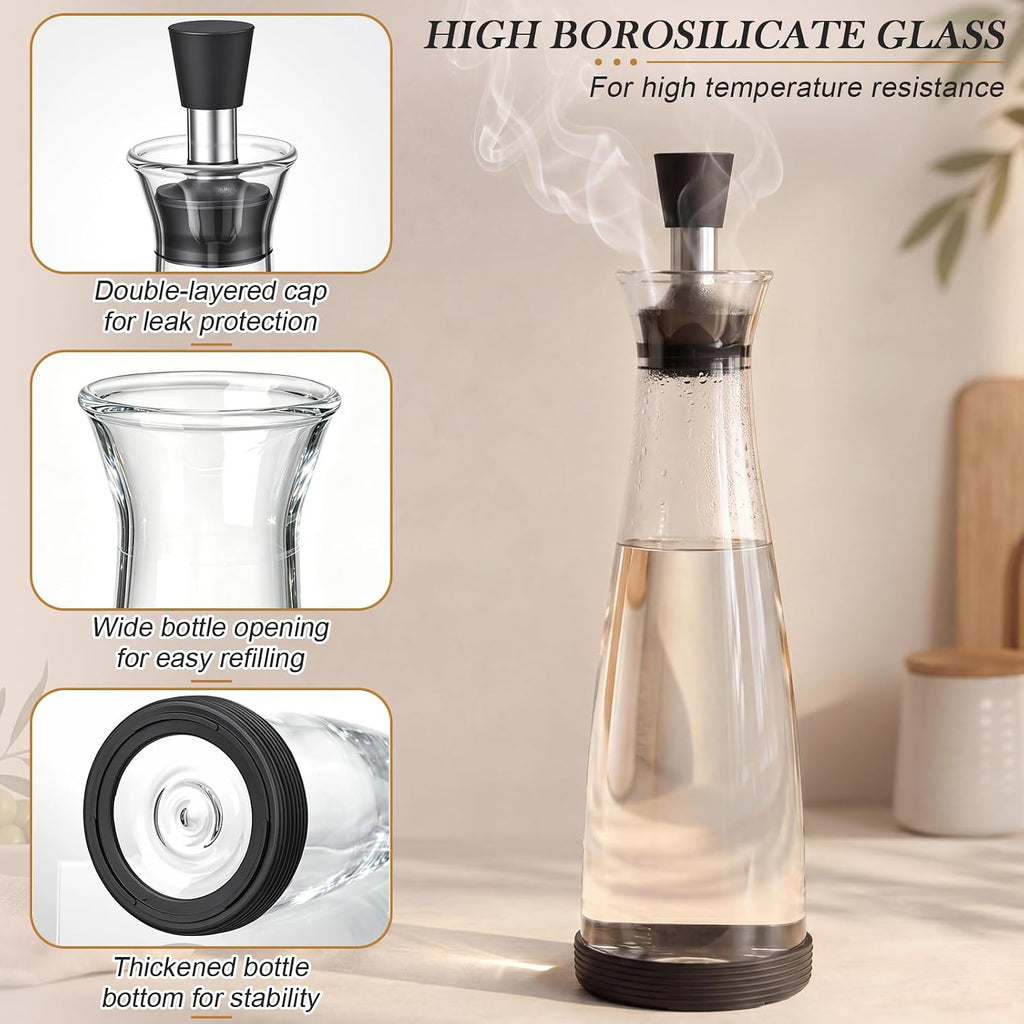 17oz & 8.5oz Oil and Vinegar Dispenser Bottle Set, Glass Olive Oil Cruet with Leakproof Stopper, Clear Kitchen - Set of 2