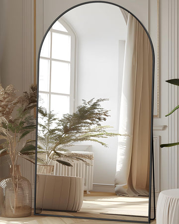 78"x38" Arched Full Length Mirror, Large Standing Mirror, Black