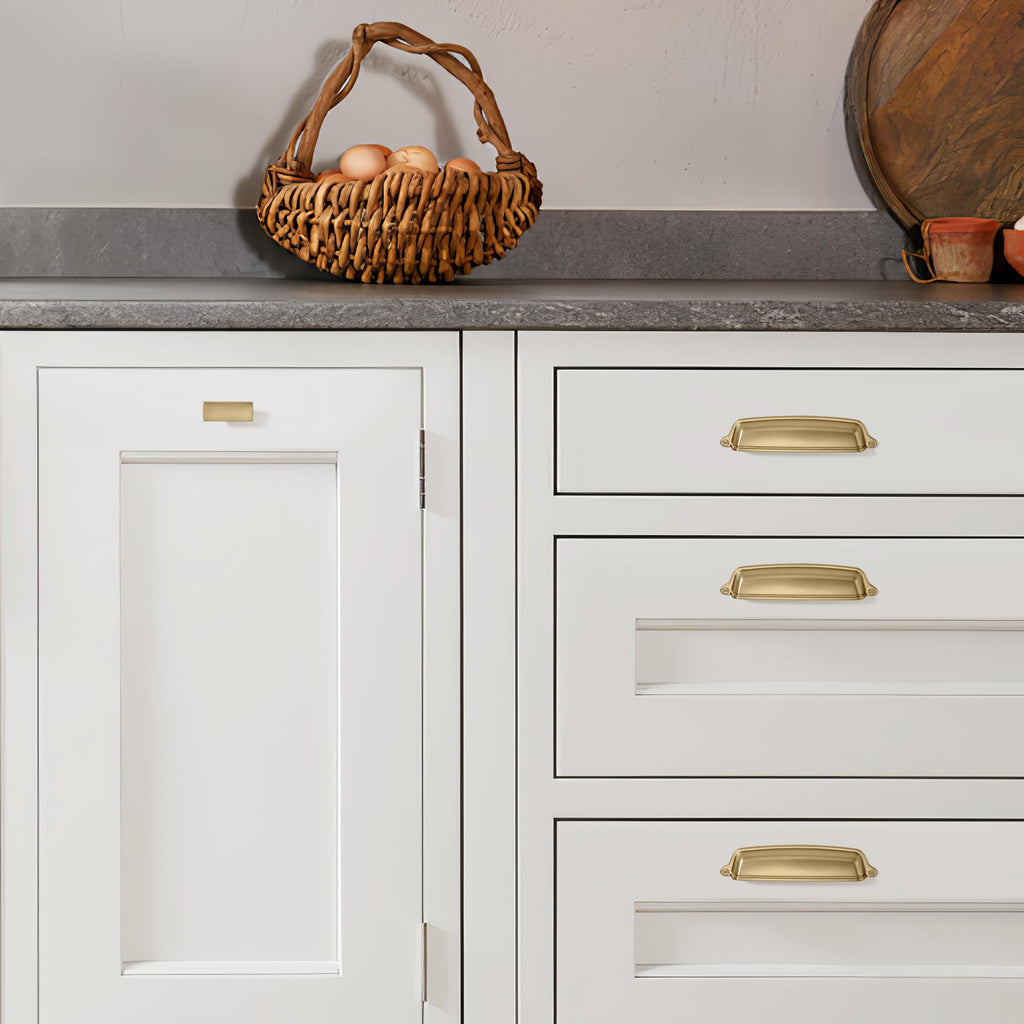 10 Pack 6 inch(152 mm) Drawer Pulls Brushed Brass Cabinet Cup Pulls Cabinet Hardware Brushed Gold Kitchen Cabinet
