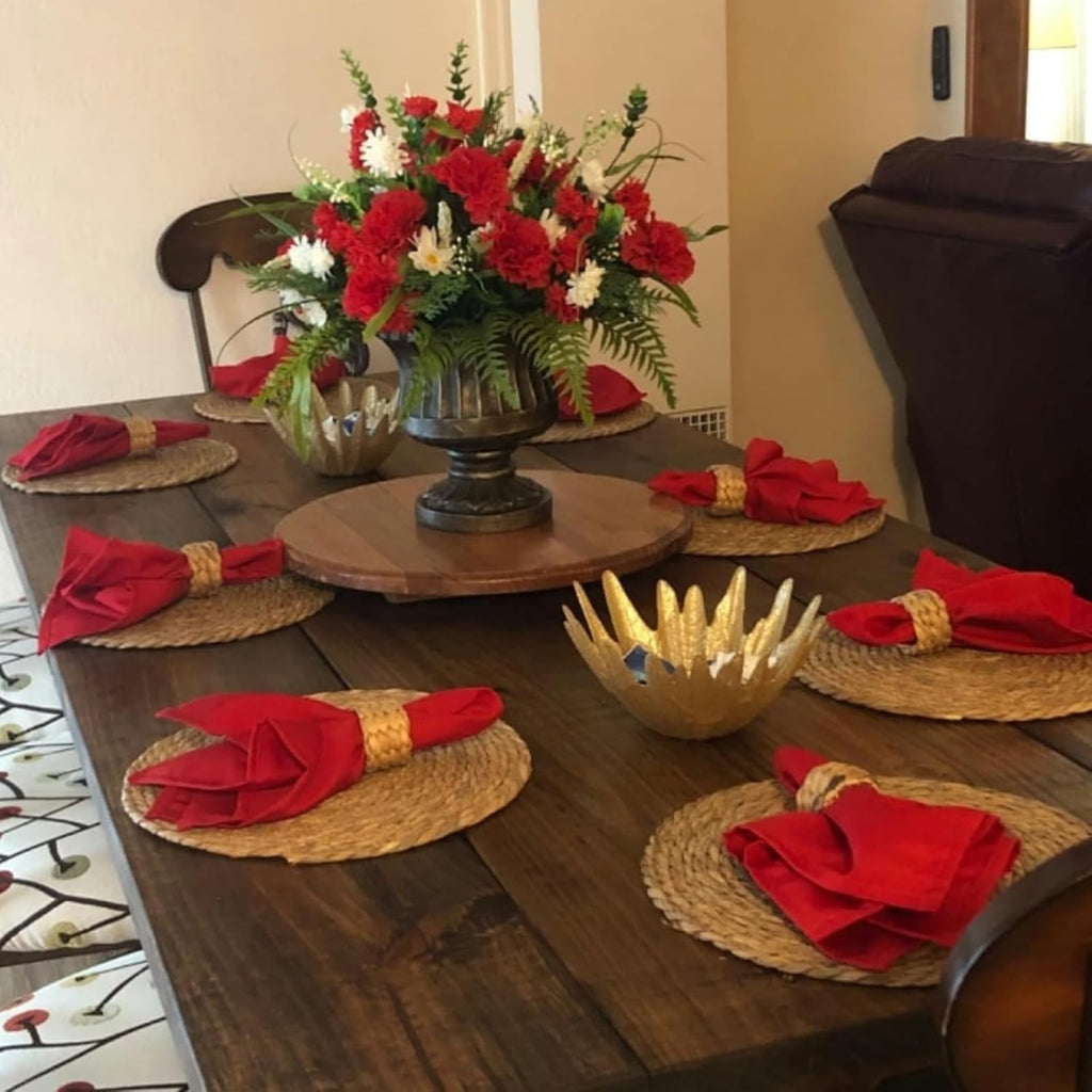Round Woven Placemats, 12" Boho Rattan Placemats Natural Hand-Woven Place Mats Table Decor, Chargers - Set of 4