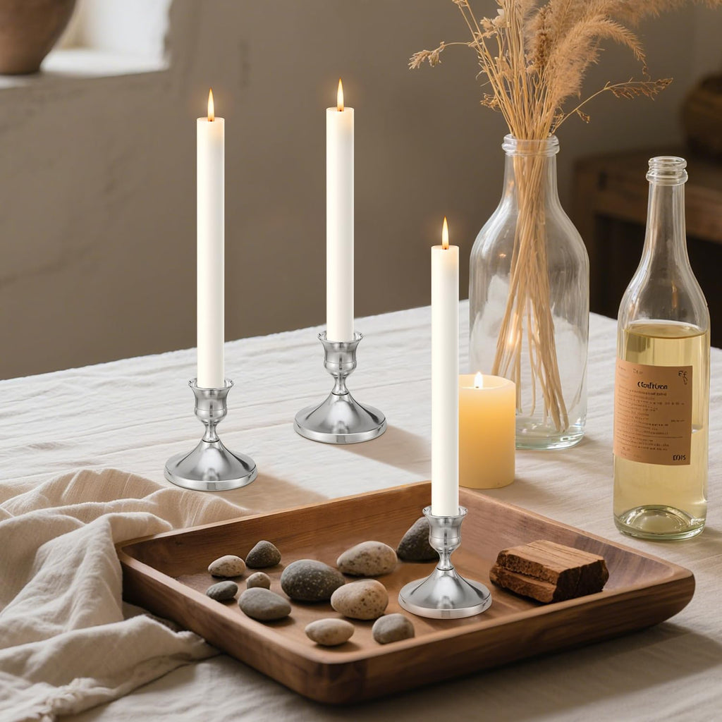 Candlestick Holders Taper Candle Holders, 9PCS Silver Candle Holder Set for Table Centerpiece, Vintage Candle Stand