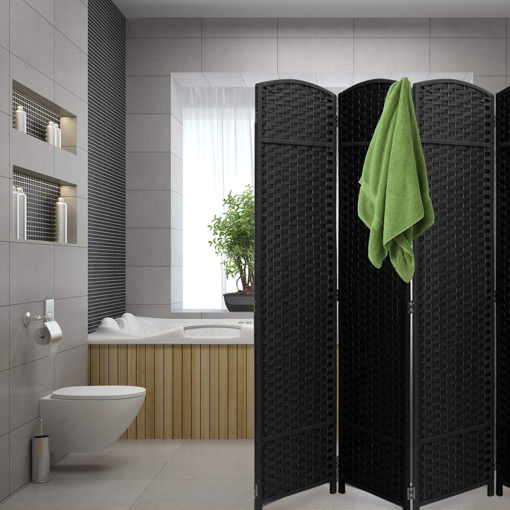 Foldable Room Divider, Mesh Privacy Screen (8 Panel, Black)