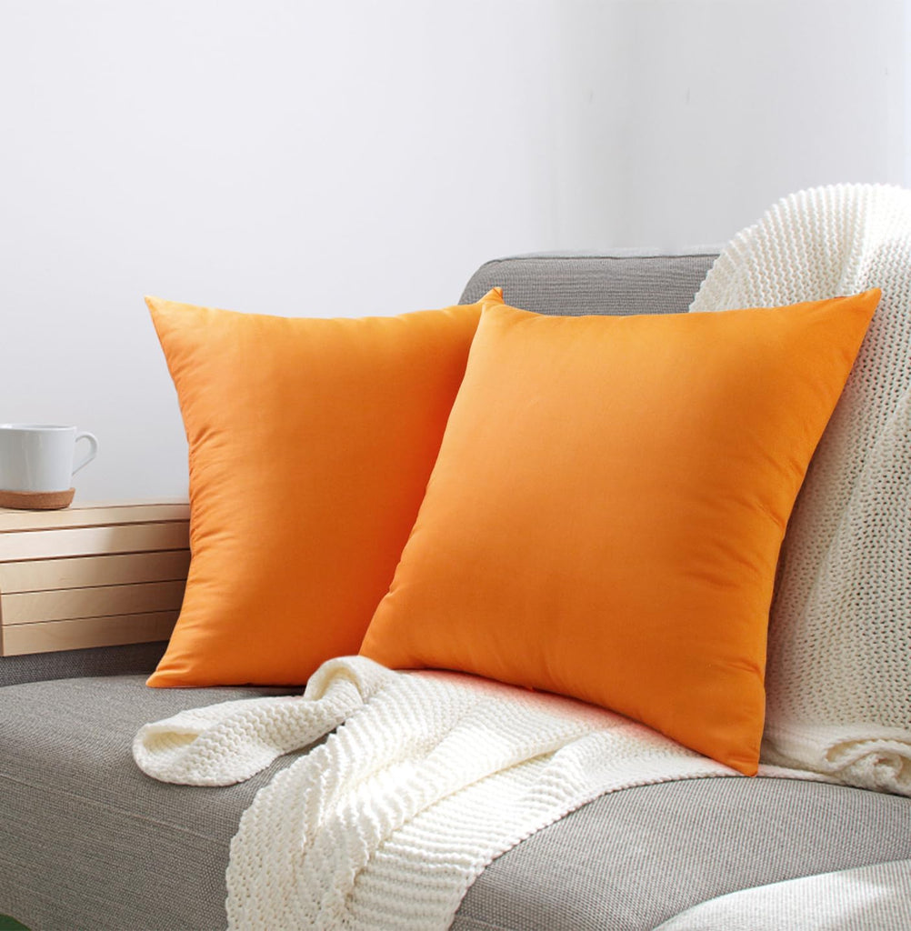 4-Pack 100% Cotton Decorative Throw Pillow Covers 18x18 Fall Orange