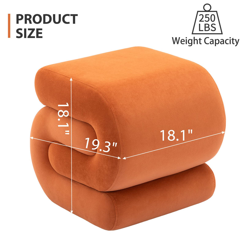 Velvet Vanity Stool, Modern S-Shaped Pouf Ottoman Footrest Makeup Chair Foot Stool Under Desk, Decorative Floor Seat