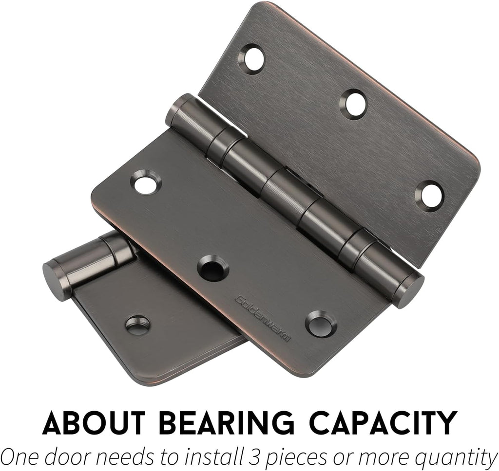 3 Pack 304 Stainless Steel Door Hinges, Oil Rubbded Bronze Non Removable Pin Heavy Duty Ball Bearing Door Hinges 3.5