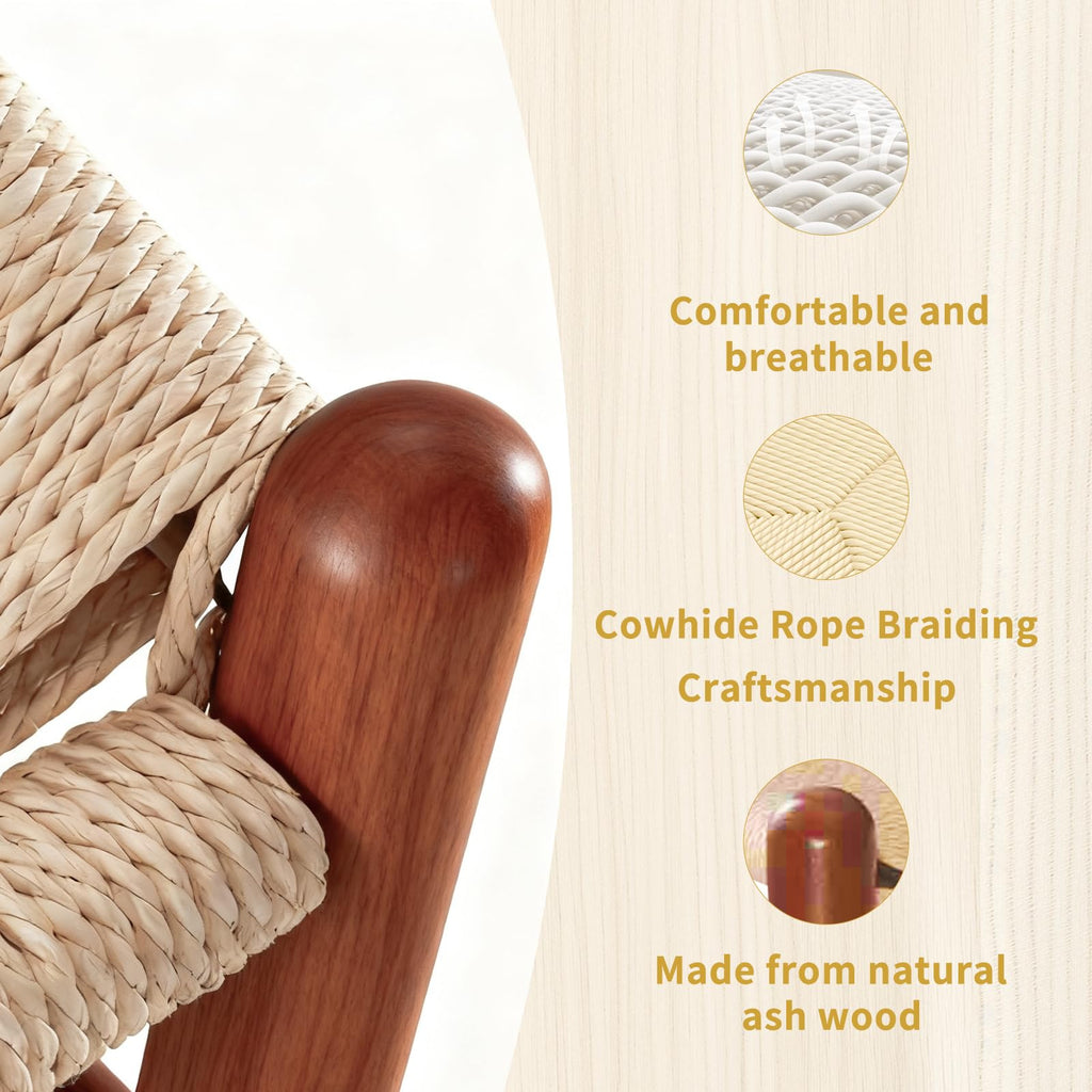 Wishbone Chairs Set of 4, Rattan Dining Chairs (Walnut)