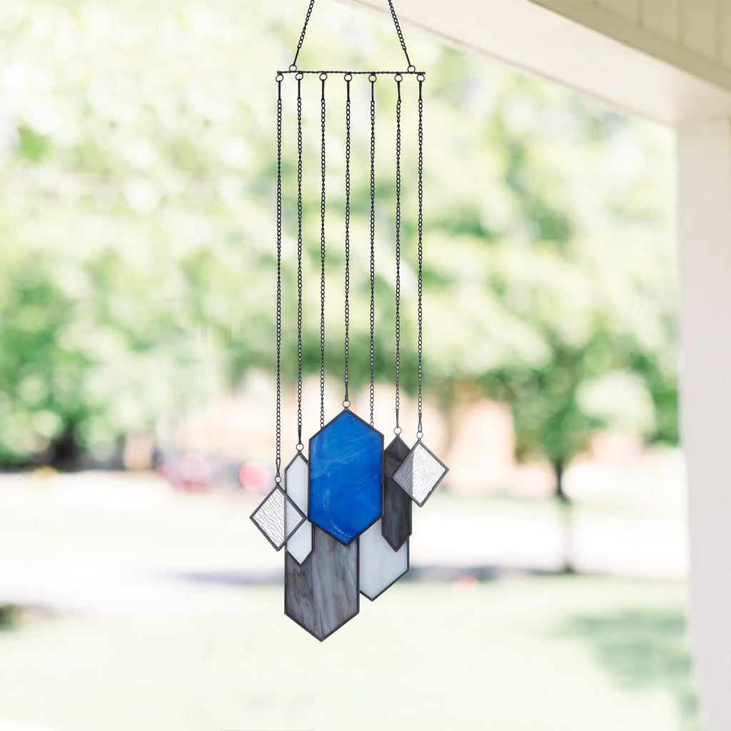 Stained Glass Window Hanging, Suncatchers Crystal Window Decor, Blue Green