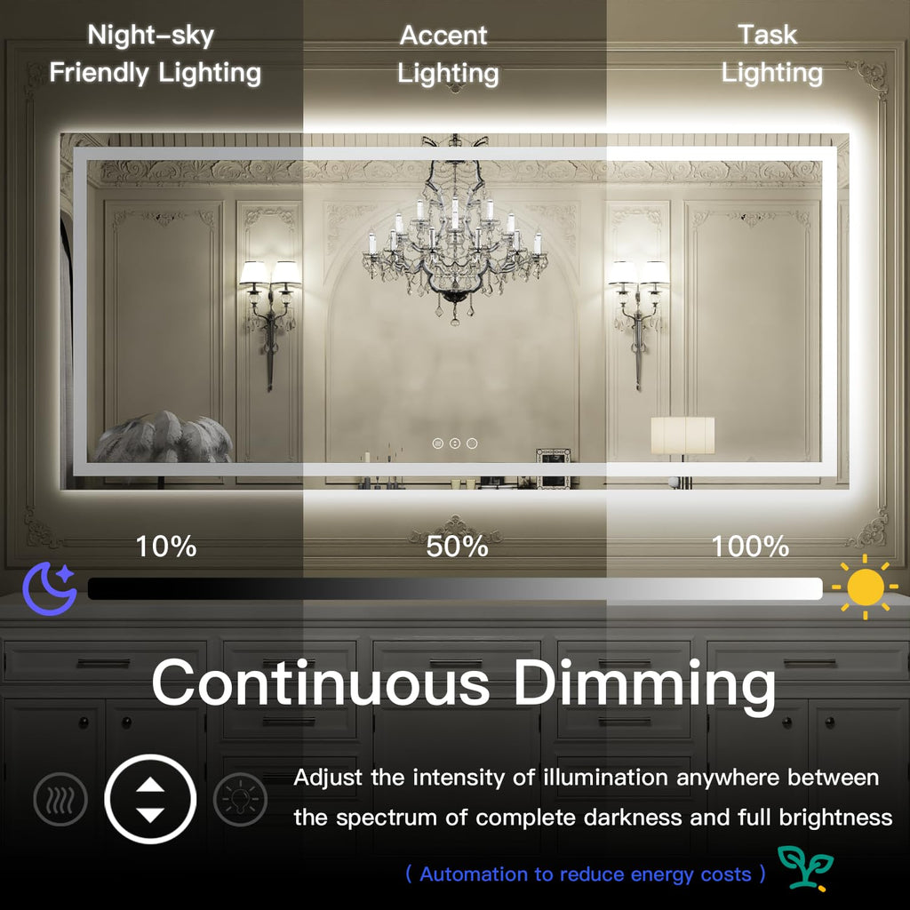 44x28 LED Bathroom Mirror, Wall Mounted Vanity Mirror, Dimmable