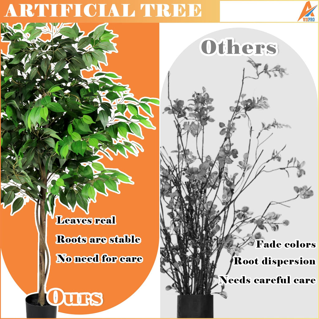 6 FT Artificial Ficus Tree, Indoor Simulation Plants, Fake Ficus Tree Decor, Large Tall Tree, Indoor Decorative