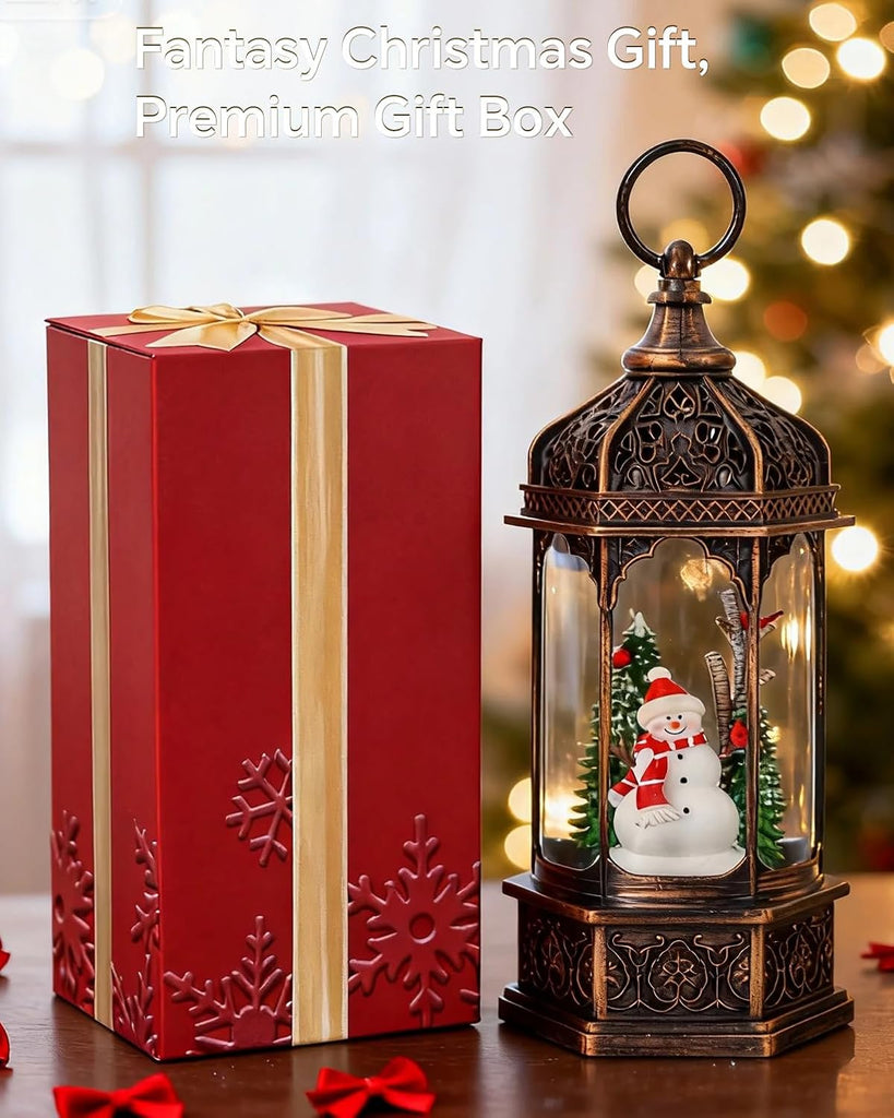 Large Snowman Snow Globe, Cardinal Christmas Tree, Lighted Snow Globes Lantern, Musical&LED Lights, 8 Classic Songs
