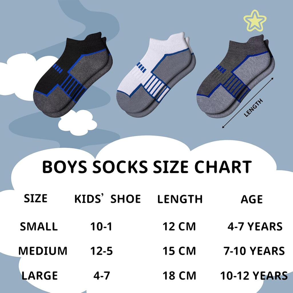 12 Pairs Boys Socks Ankle Low Cut Socks Athletic Half Cushioned Short Socks For Kids Old