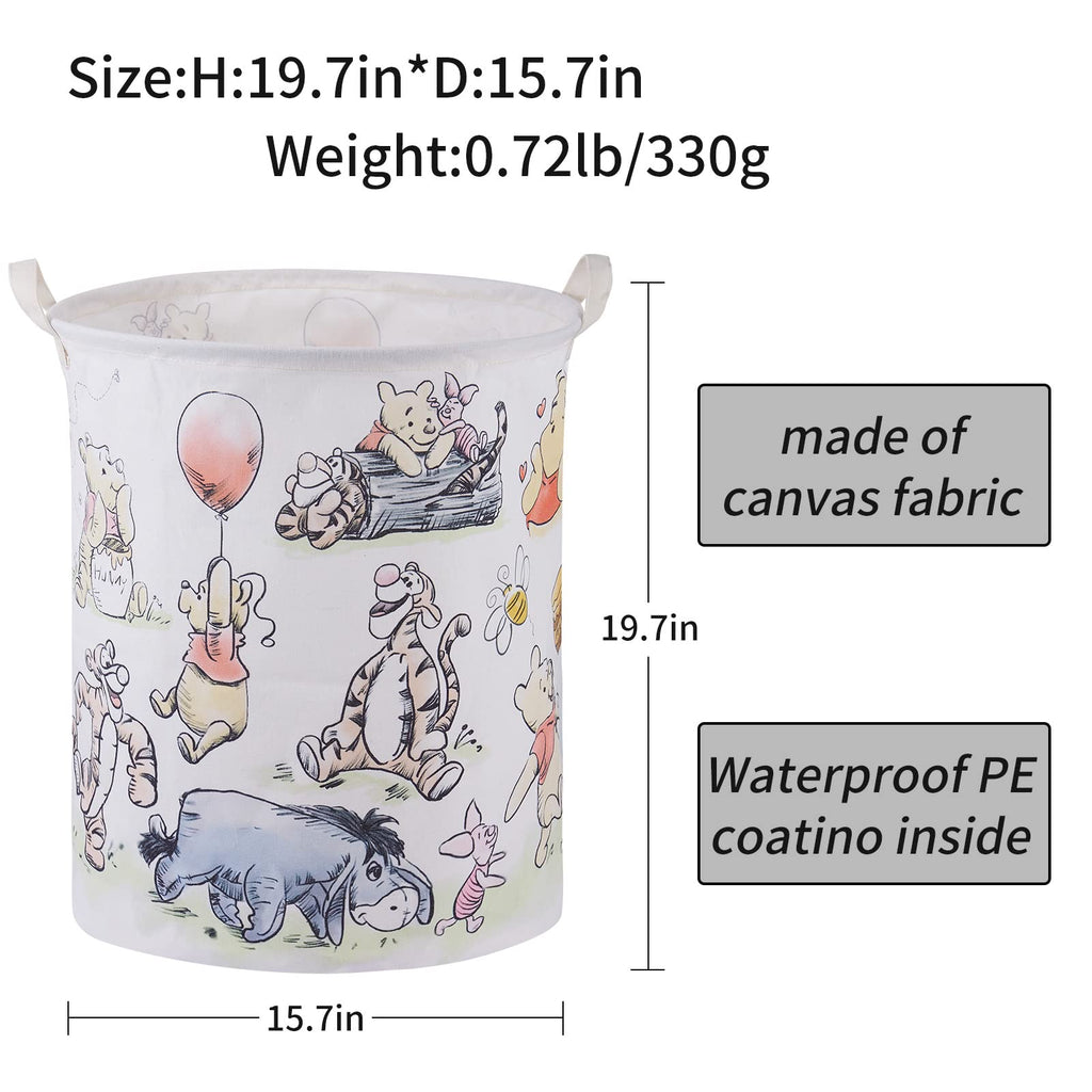 Bear Storage Basket, Nursery Large Hamper Canvas Laundry Basket Foldable With Waterproof Pe Coating, For Kids Boys And