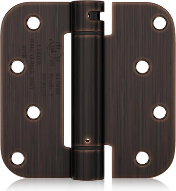 Self Closing Door Hinges 3 Pack Oil Rubbed Bronze Spring Loaded Hinges 4 Inch with 5/8" Radius Corner Adjustable