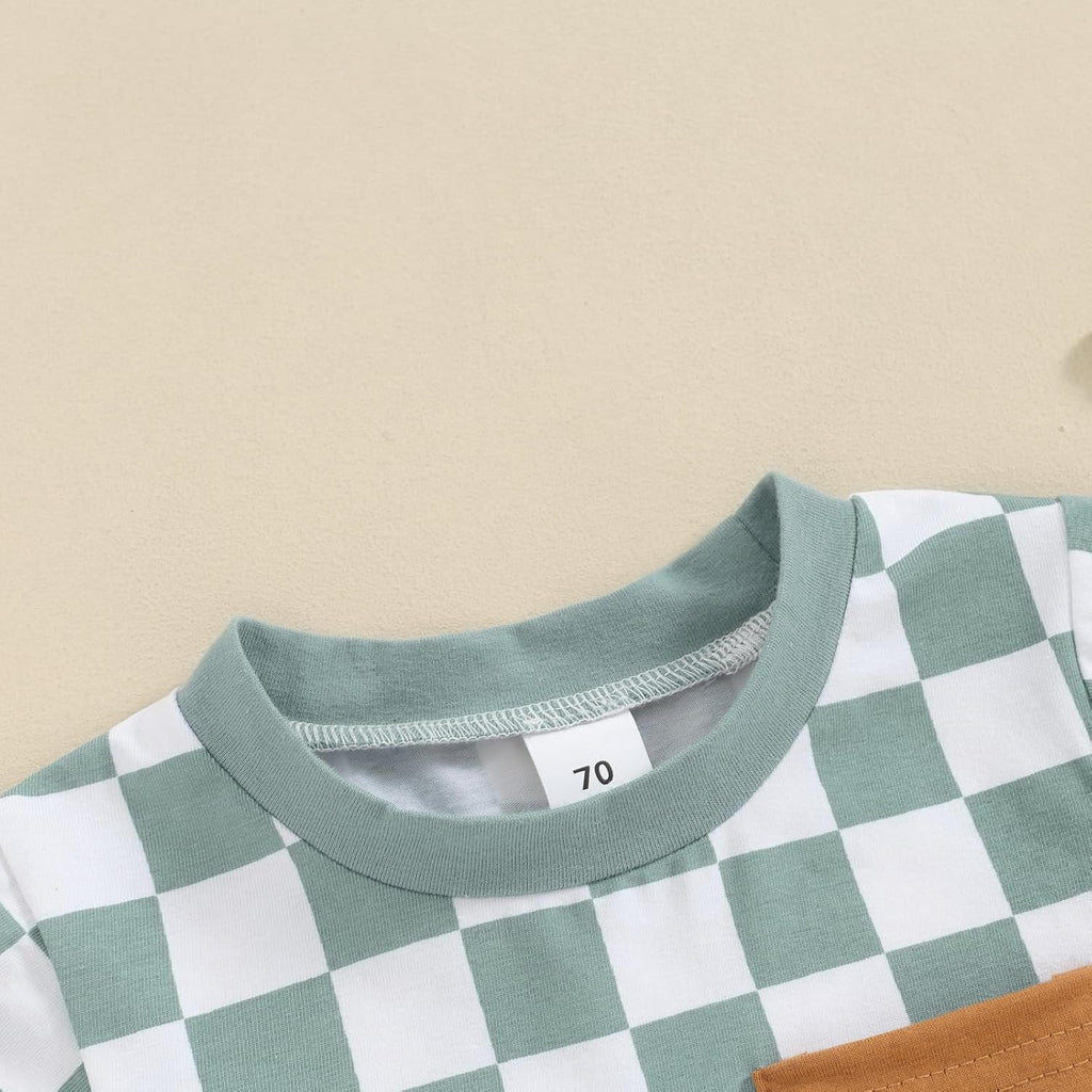 Infant Baby Boy Summer Clothes Contrast Color Short Sleeve T Shirts Stretch Rolled Shorts Cute Newborn Toddler Outfits