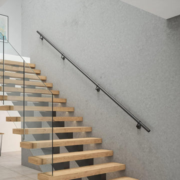 9.8 FT ADA Industrial Handrails for Indoor Stairs: Metal Staircase Handrails Wall Mount Stair Handrail 1.6" Sturdy