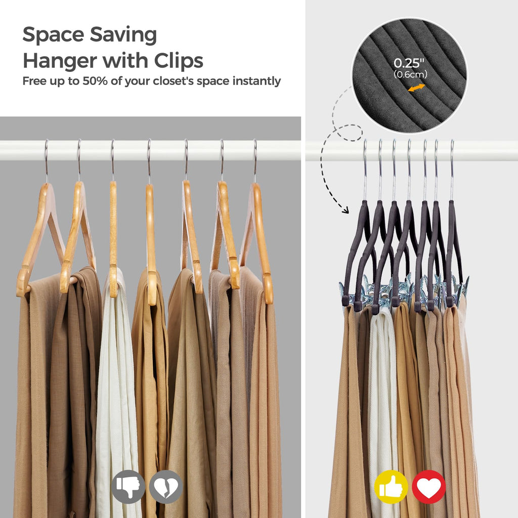 Velvet Pant Hangers with Adjudtable Clips 30 Pack, Black