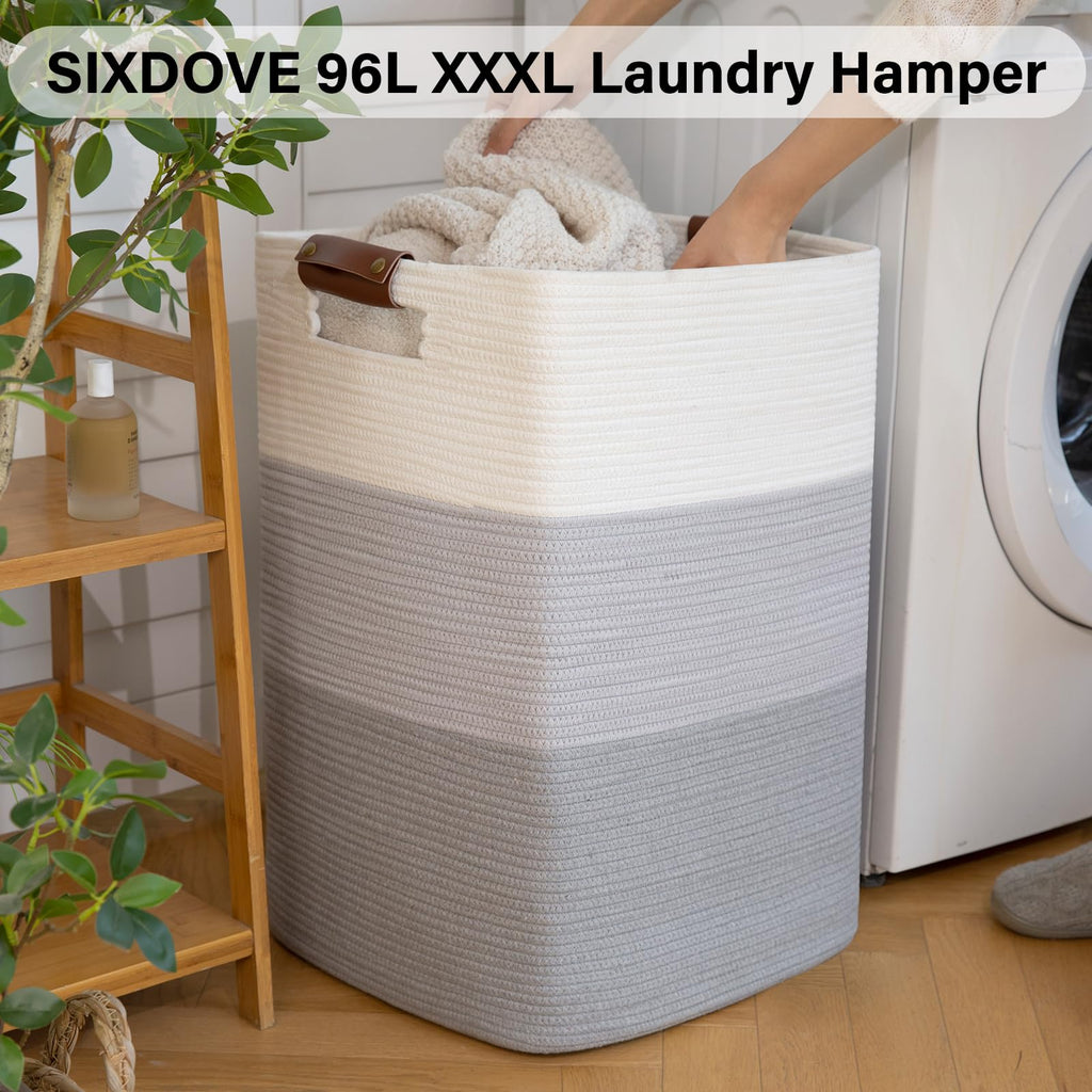 Laundry Hamper 96L Extra Large Laundry Basket, Woven Blanket Basket
