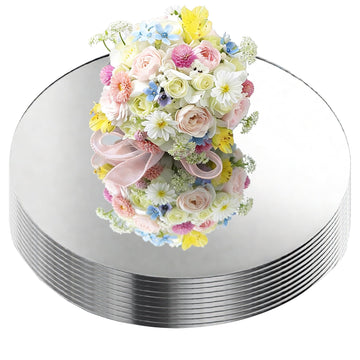 10 Pcs 12 Inch Mirror Centerpieces Charger Plates Decorative Trays Thickness 1.5 mm (Silver)