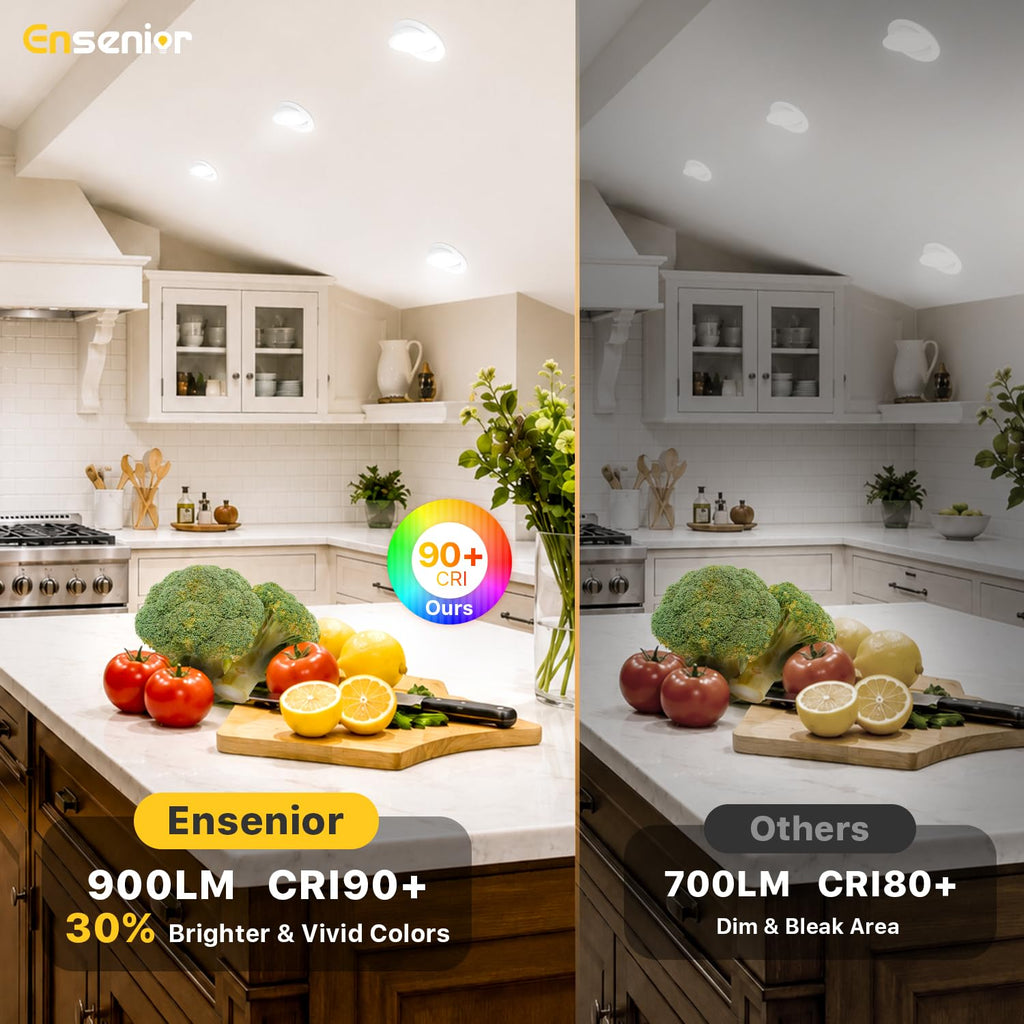 4 Inch Gimbal LED Recessed Light, 5CCT, 9W, 900LM, 4 Pack