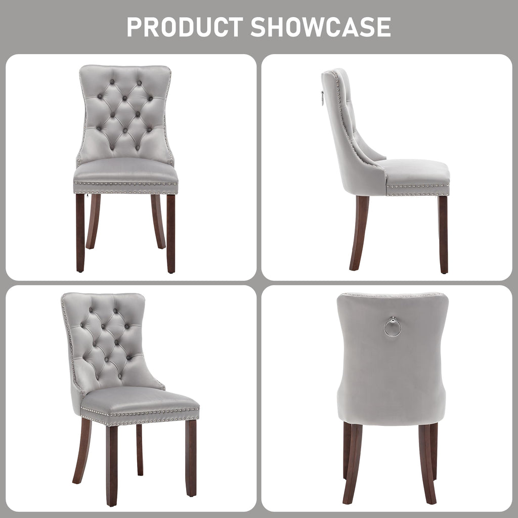 Velvet Dining Chairs, Light Gray Dining Chairs Set of 4
