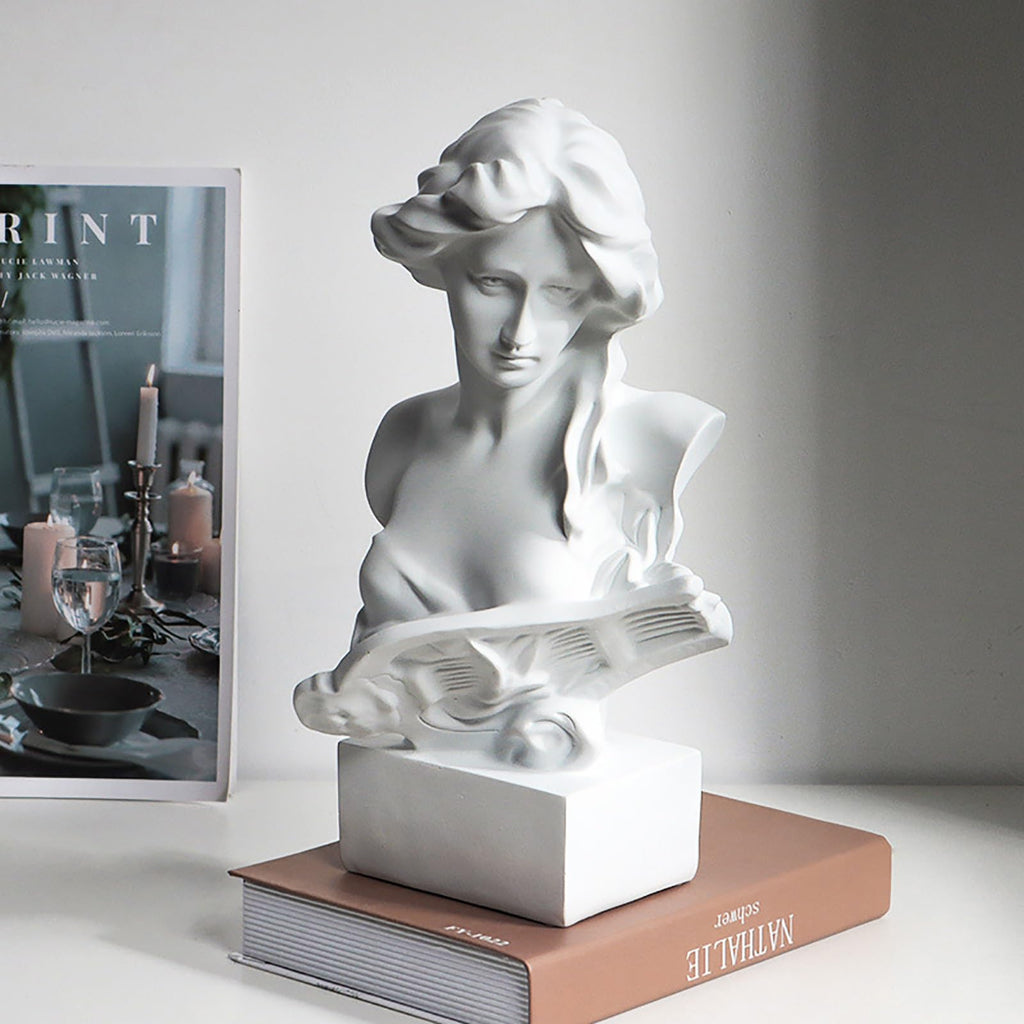 11.7 Inch Greek Statue of Musical Goddess, Classic Head Bust Greek Mythology Sculpture Statue Resin Home Office