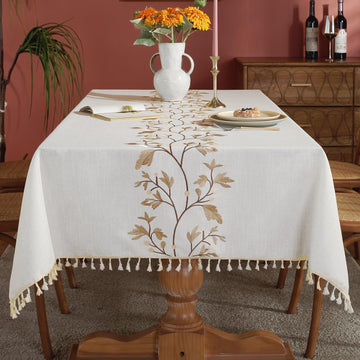 Cotton Linen Waterproof Table Cloth for Dining Table Farmhouse Kitchen Rectangle Tablecloth Coffee Wrinkle Free