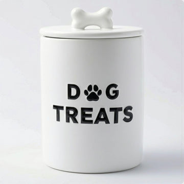 Ceramic Dog Treat Container Airtight - Ceramic Lid - 4 Cups - 4.3"W x 6.6"H