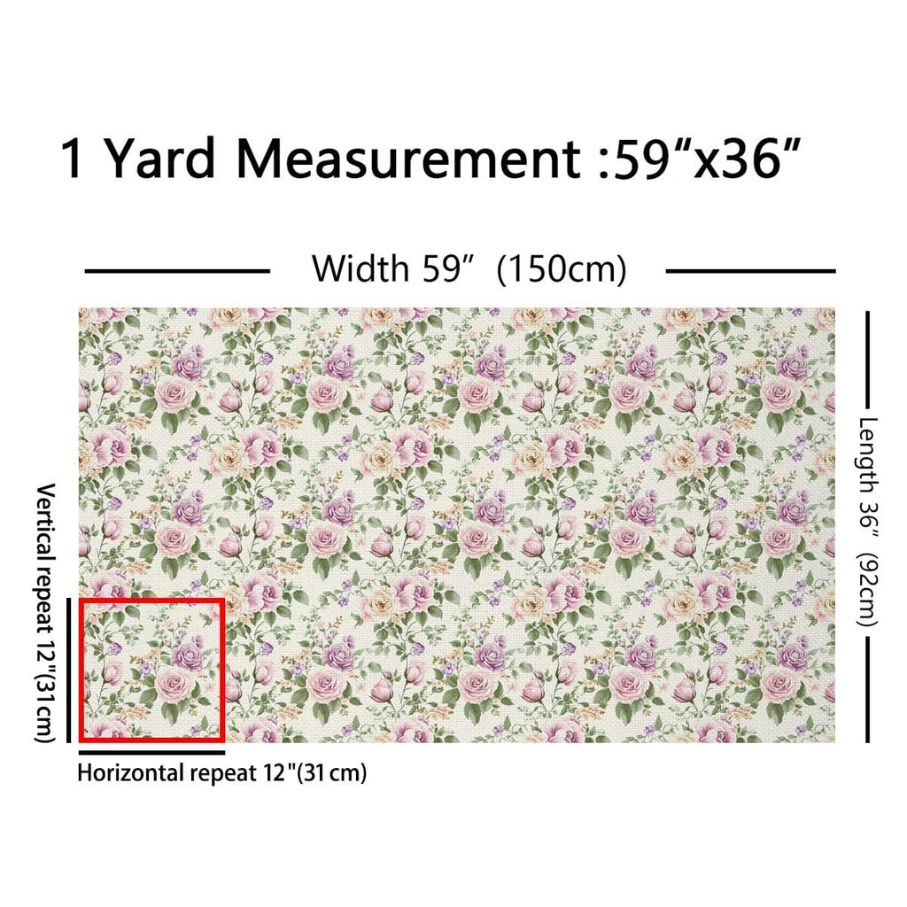 Vintage Floral Fabric By the Yard for Women Teen Girls