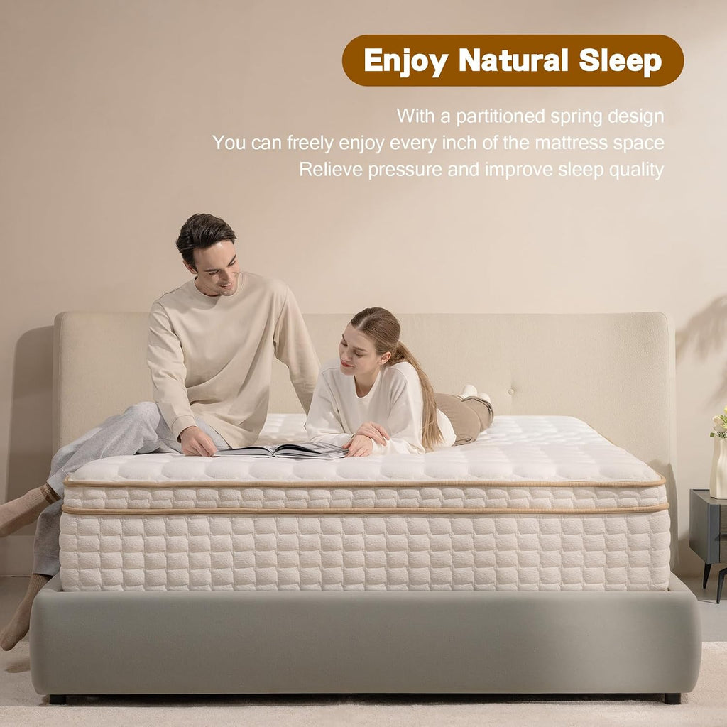 King Mattress, 12 Inch Hybrid King Size Mattress in a Box, Medium Firm Mattresses with Memory Foam & Pocket Springs